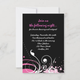HOT PINK WIRBEL & STARS Bat Mitzvah Party Card Einladung