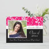 Hot Pink Wirbel Vine Foto Abschluss Ankündigung (Stehend Vorderseite)