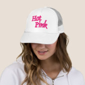 Hot Pink word white trucker hat Truckerkappe (Beispiel)