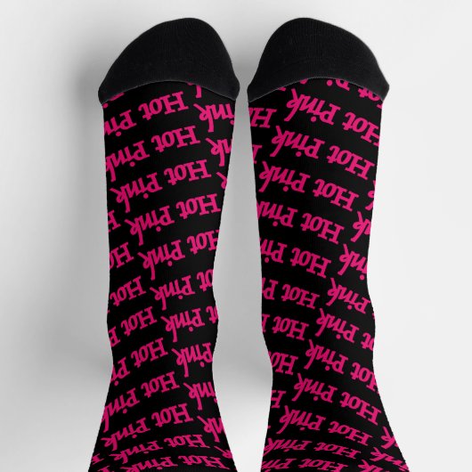 Hot Pink Wort schwarze Premiumsocken Socken (Oben)