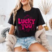 Hot Pink y2k Cherries and Dice Trendy Lucky You T-Shirt