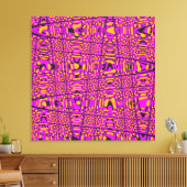 Hot Pink Yellow Black Modern Geometric Wave Leinwanddruck (Insitu (Wohnzimmer))