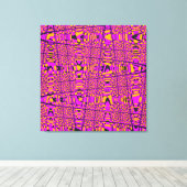 Hot Pink Yellow Black Modern Geometric Wave Leinwanddruck (Insitu (Holzboden))