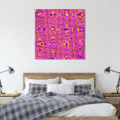 Hot Pink Yellow Black Modern Geometric Wave Leinwanddruck (Insitu (Schlafzimmer))