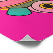 Hot Pink&Yellow RETRO Roller Skate Poster (Ecke)