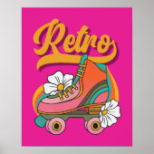 Hot Pink&Yellow RETRO Roller Skate Poster (Vorne)