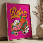 Hot Pink&Yellow RETRO Roller Skate Poster