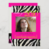 Hot Pink Zebra Abschluss Foto Einladung (Vorne/Hinten)