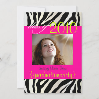 Hot Pink Zebra Abschluss Foto Einladung