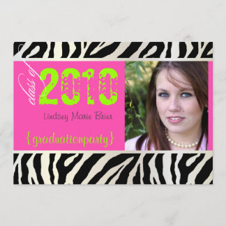 Hot Pink Zebra Abschluss Foto Einladung