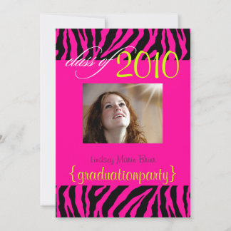 Hot Pink Zebra Abschluss Foto Einladung