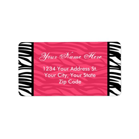 Hot Pink Zebra Address Labels Adressaufkleber (Vorne)