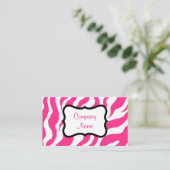 Hot Pink Zebra Business Card Visitenkarte (Stehend Vorderseite)