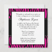 Hot Pink Zebra Diamonds Bat Mitzvah Einladung (Rückseite)