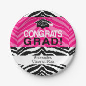 Hot Pink Zebra Glückwunschs Girl's Graduation Part Pappteller (Vorderseite)