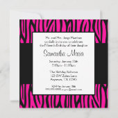 Hot Pink Zebra Moderne Quinceanera Einladungen (Rückseite)