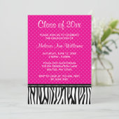 Hot Pink Zebra Polka Abschluss Ankündigung (Stehend Vorderseite)