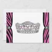 Hot Pink Zebra Princess Pink Black Baby Dusche Einladung (Rückseite)