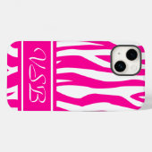 Hot Pink Zebra Print mit Monogramm Case-Mate iPhone Hülle (Rückseite (Horizontal))
