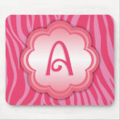 Hot Pink Zebra Print Monogram A Mousepad (Vorne)