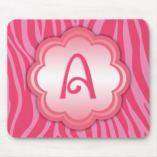 Hot Pink Zebra Print Monogram A Mousepad (Vorne)