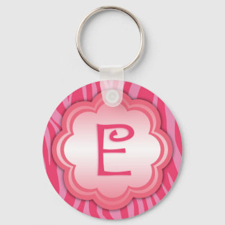 Hot Pink Zebra Print Monogram E Schlüsselanhänger