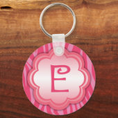 Hot Pink Zebra Print Monogram E Schlüsselanhänger (Vorderseite)