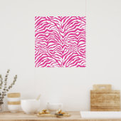 Hot Pink Zebra Print Wild Animal Stripes Neuheit Poster (Küche)