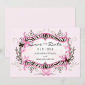 Hot Pink Zebra Save the Date (Vorne/Hinten)