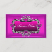 Hot Pink Zebra Silver Diamond Hört Elegant Visitenkarte (Vorderseite)