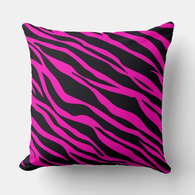 Hot Pink Zebra Streifen Kissen (Vorderseite)