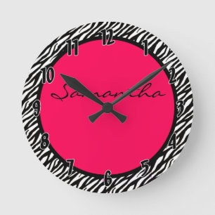 Hot Pink Zebra Stripe Muster Personalisierte Uhr