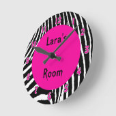 Hot Pink Zebra Wall Clock Runde Wanduhr (Winkel)