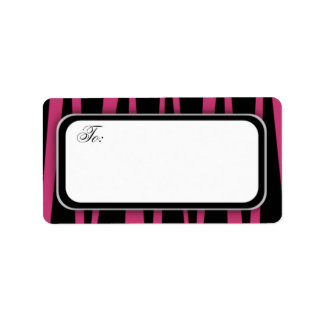 Hot Pink Zebtra Stripes Adressenmarkierungen Adressaufkleber