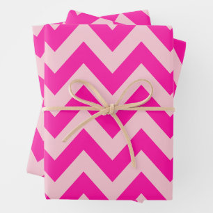 Hot Pink Zickzack Zigzag Muster Geschenkpapier Set