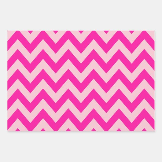 Hot Pink Zickzack Zigzag Muster Geschenkpapier Set (Vorderseite)