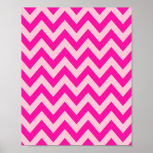 Hot Pink Zickzack Zigzag Muster Poster