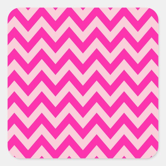 Hot Pink Zickzack Zigzag Muster Quadratischer Aufkleber (Vorderseite)