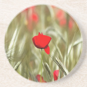 Hot Poppy Acrylmalerei Untersetzer
