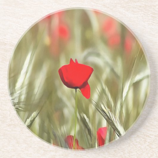 Hot Poppy Acrylmalerei Untersetzer (Vorne)