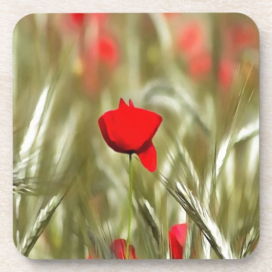 Hot Poppy Acrylmalerei Untersetzer (Vorderseite)