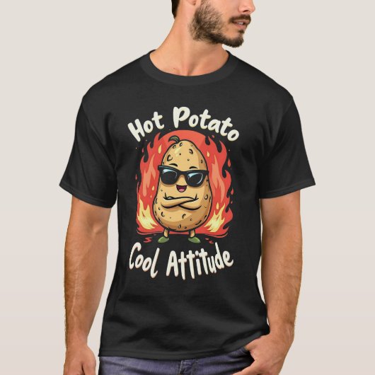 Hot Potato, Coole Lage Funny Black T-Shirt (Vorderseite)