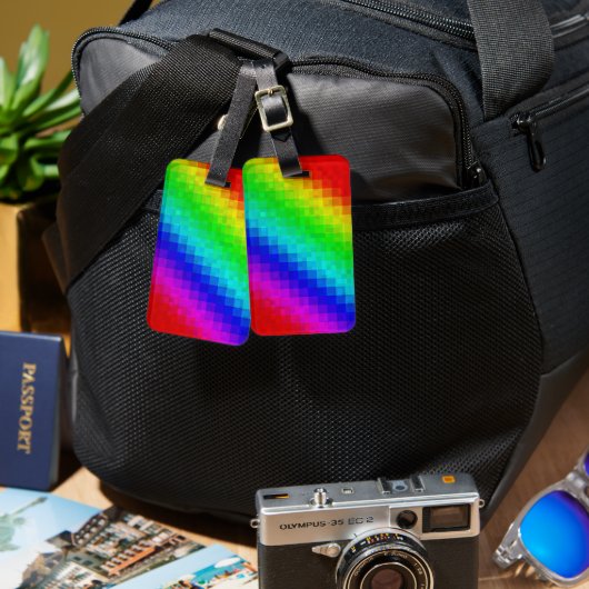 Hot Rainbow Mosaik Shimmer Gepäckanhänger (Vorderseite & Rückseite)