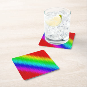 Hot Rainbow Mosaik Shimmer Rechteckiger Pappuntersetzer