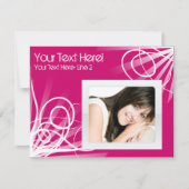 Hot Raspberry Pink / Weiß Swirl Party Einladung (Vorderseite)