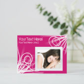 Hot Raspberry Pink / Weiß Swirl Party Einladung (Stehend Vorderseite)