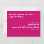 Hot Raspberry Pink / Weiß Swirl Party Einladung (Rückseite)