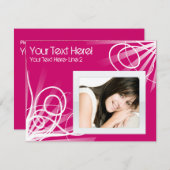 Hot Raspberry Pink / Weiß Swirl Party Einladung (Vorne/Hinten)