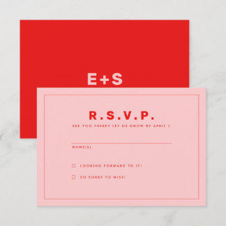 Hot Red and Pink Wes Anderson Inspiriert RSVP-Kart Einladung