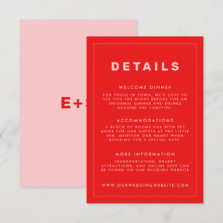 Hot Red and Pink Wes Anderson Inspirierte Detailka Einladung
